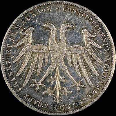 【雨安】【直播拍卖】【世界币章118期-裸币】2025-12-05 周五 19:30 保真 - [裸币德国] Germany 德国 德意志 2盾 Frankfurt法兰克福 Thun.135 KM#0338 (1848) 奥地利大公 1848年