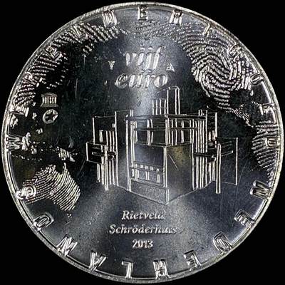 【雨安】【直播拍卖】【世界币章118期-裸币】2025-12-05 周五 19:30 保真 - [现代欧元] Netherlands 欧元 荷兰 5欧元 2013年 建筑设计