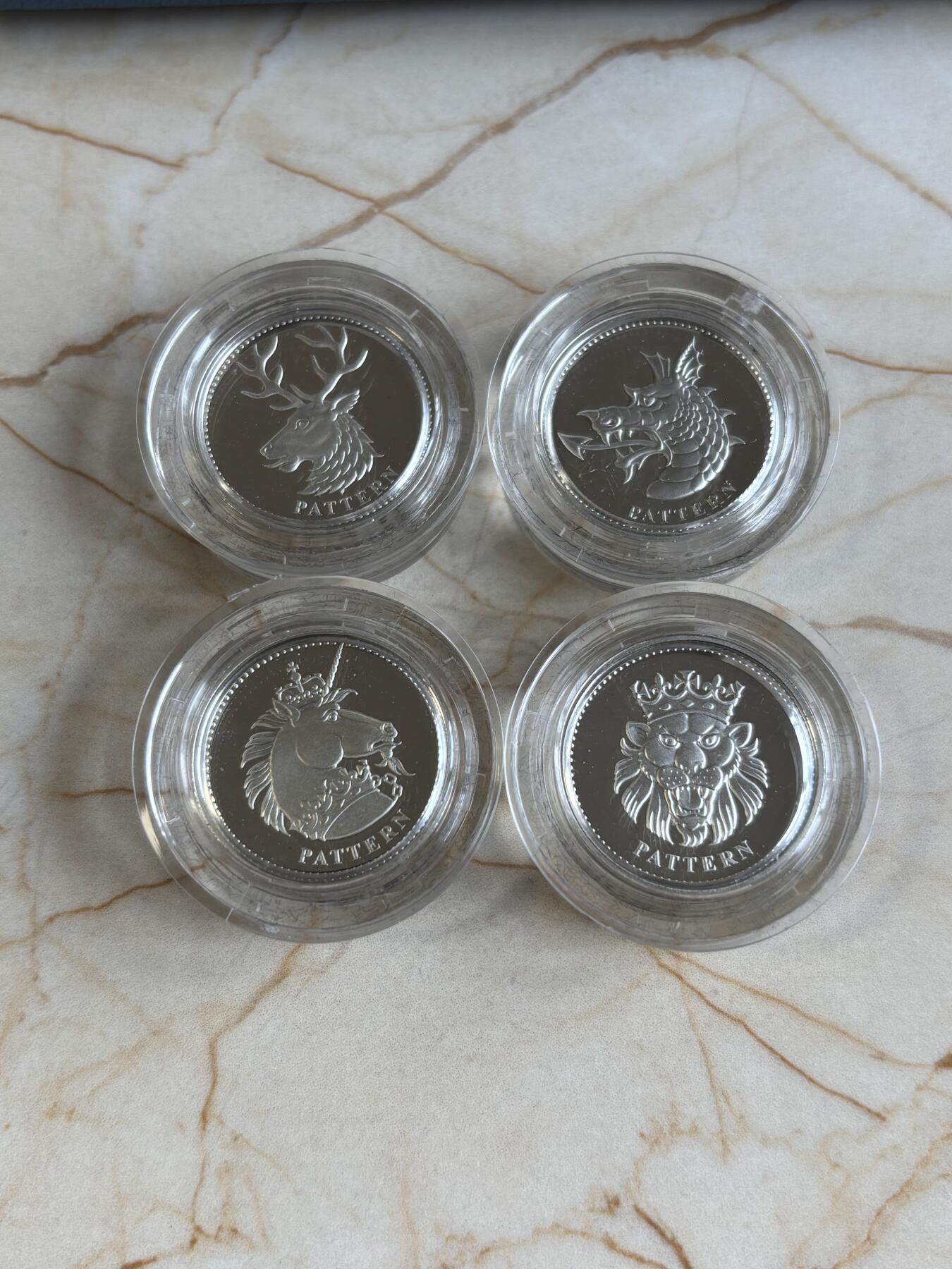 第184期拍卖 英国2004年皇室神兽1英镑精制纪念银币4枚全套，925银，发行5000套