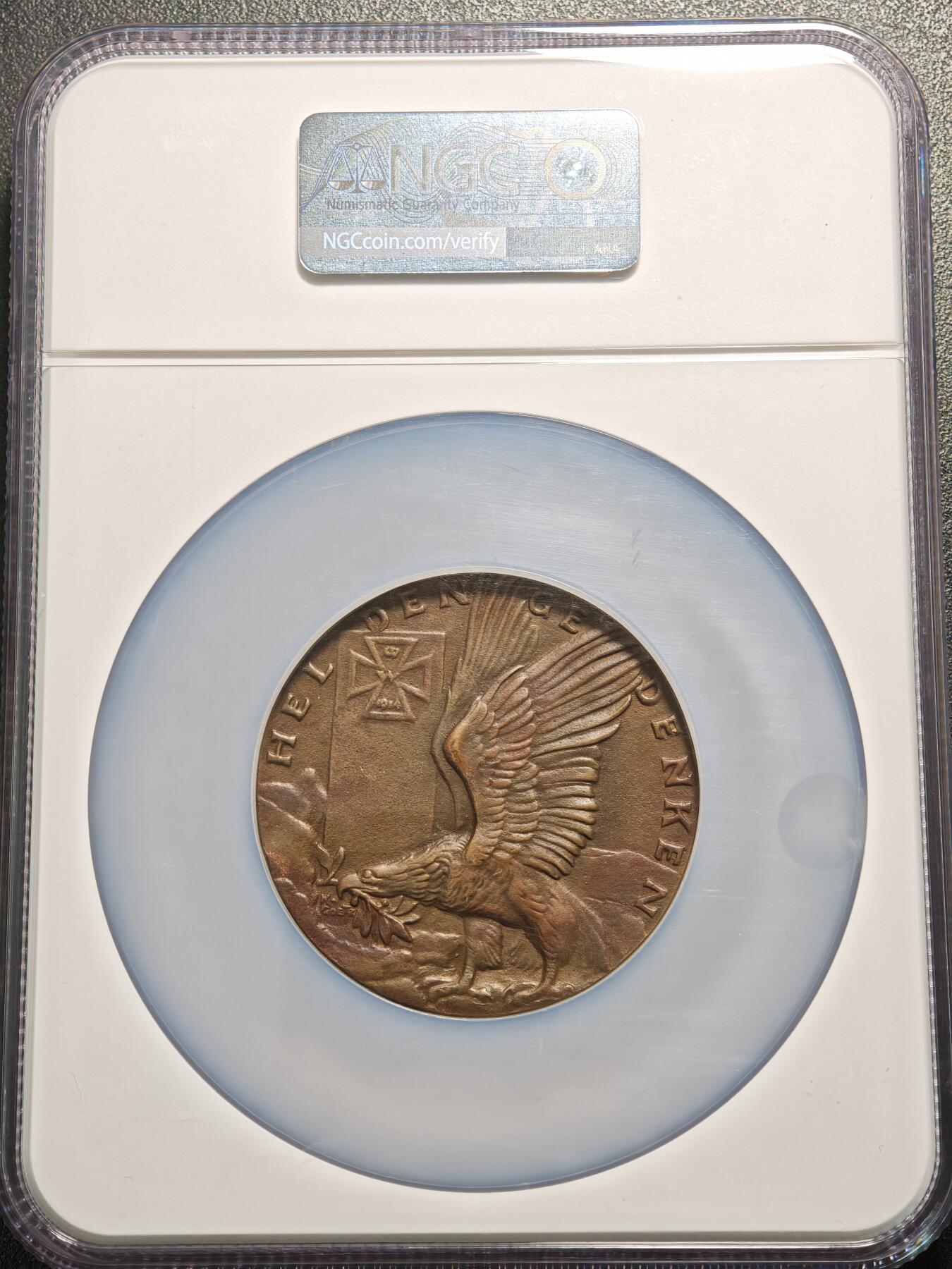 【德藏】世界币章拍卖第156期（拍品征集中~欢迎藏友联系） 罕见品种！1914年 德国一战战争英雄57mm纪念大铜章 章牌大师卡尔·歌茨作品 NGC MS62BN 亚军分 仅1枚更高 状态极佳