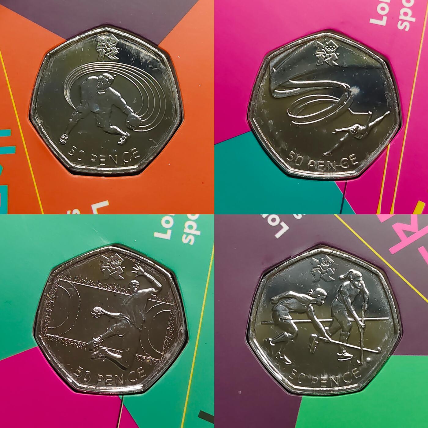 【全场包邮】纯粹捡漏拍483场（免费代拍第20场） 英国2012年50便士伦敦奥运会纪念币官方29枚卡装全套