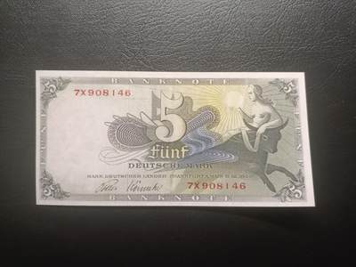 2025十二月第一期，总206期 - 德国1948版5马克AUNC，骑牛女神，后期印刷批次