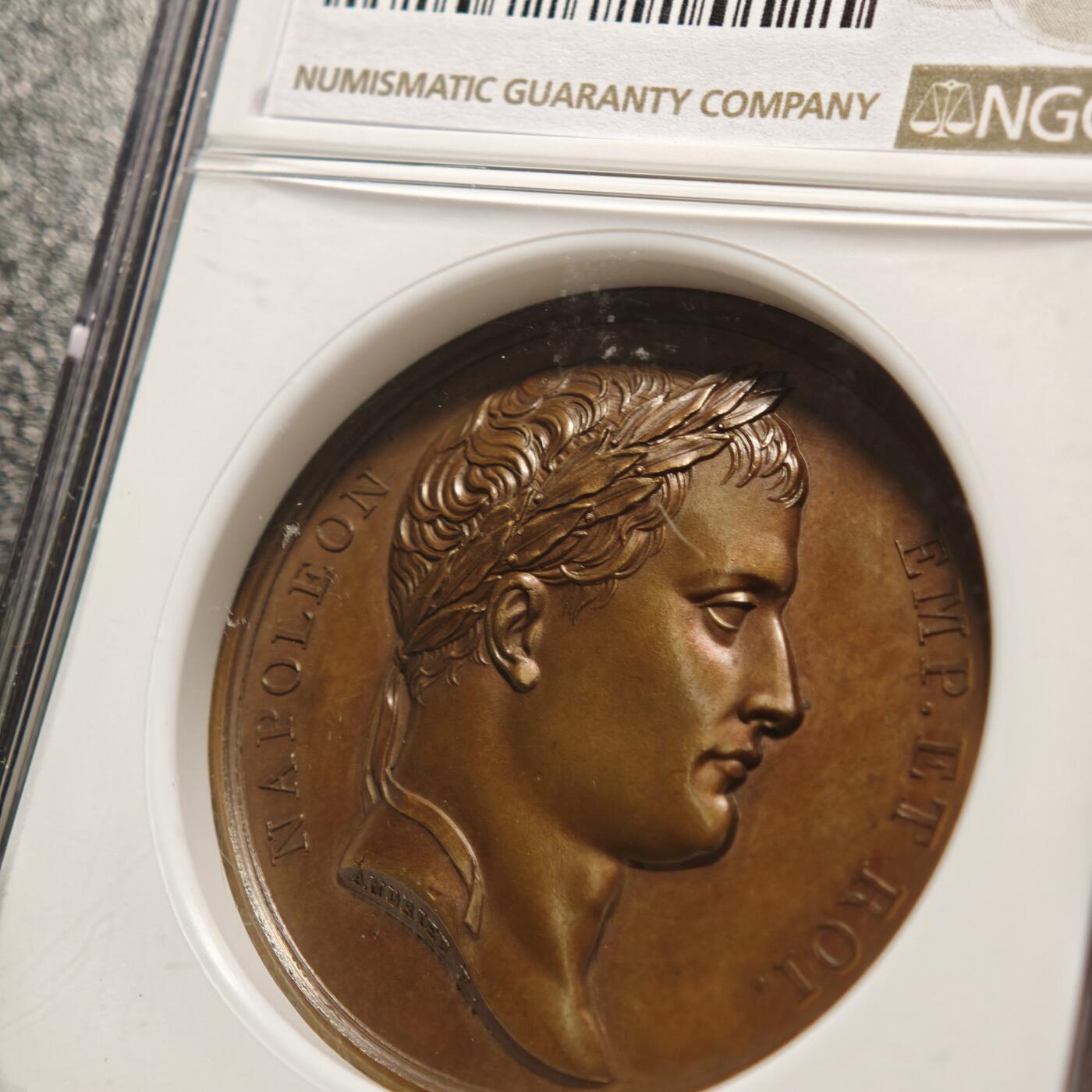 【德藏】世界币章拍卖第156期（拍品征集中~欢迎藏友联系） 1812年 法国拿破仑一世横渡伏尔加河高浮雕纪念铜章 NGC MS64BN 亚军分 仅1枚更高 包浆温润 浮雕感十足