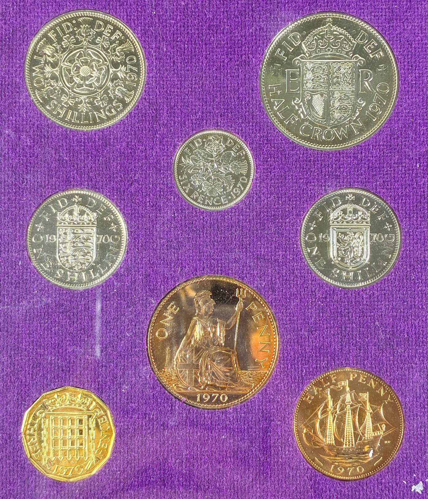 【雨安】【直播拍卖】【世界币章118期-裸币】2025-12-05 周五 19:30 保真 [现代套币] Great Britain 英国 套币 精制套币 1970年