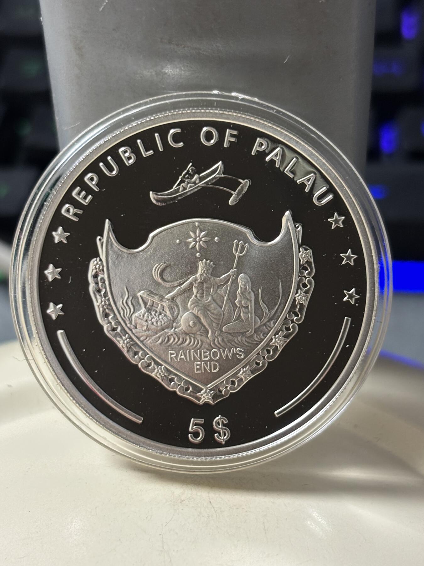 第184期拍卖 帕劳2011年珍珠系列镶嵌天然粉珍珠精制纪念彩银币，925银，25克银价321