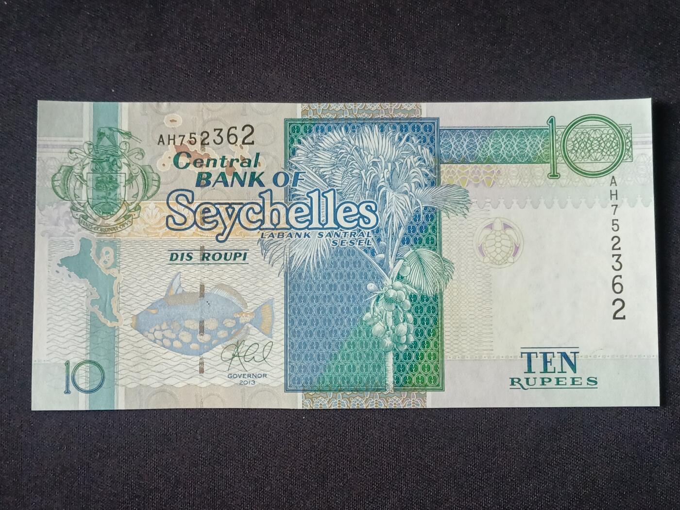 【游宝拍卖】乙巳蛇年92期 第四季首拍场  塞舌尔-10卢比【全新UNC】