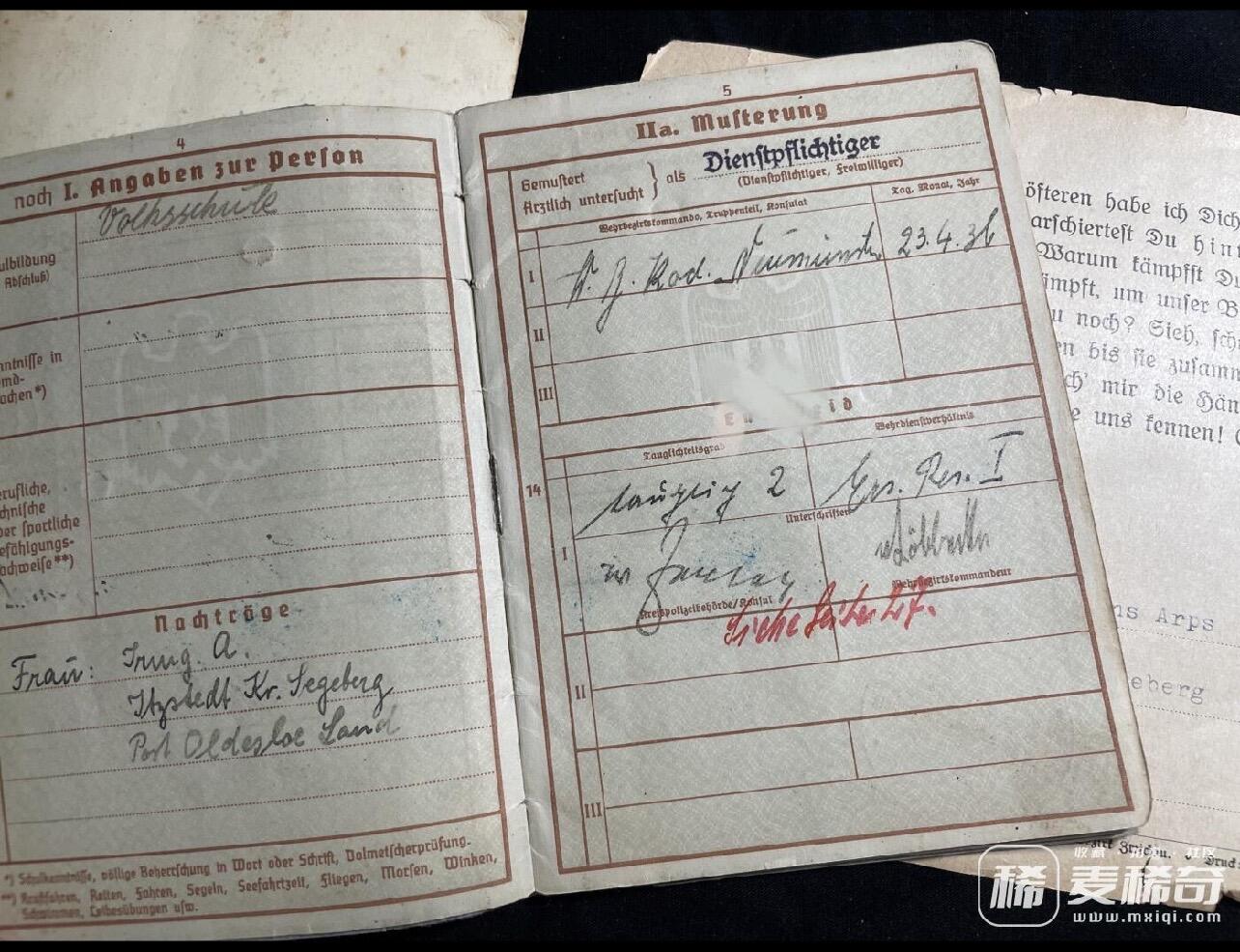 勋章专场 德国二战套证，包括士兵证与照片，授予汉斯·阿普斯，得主介绍如下