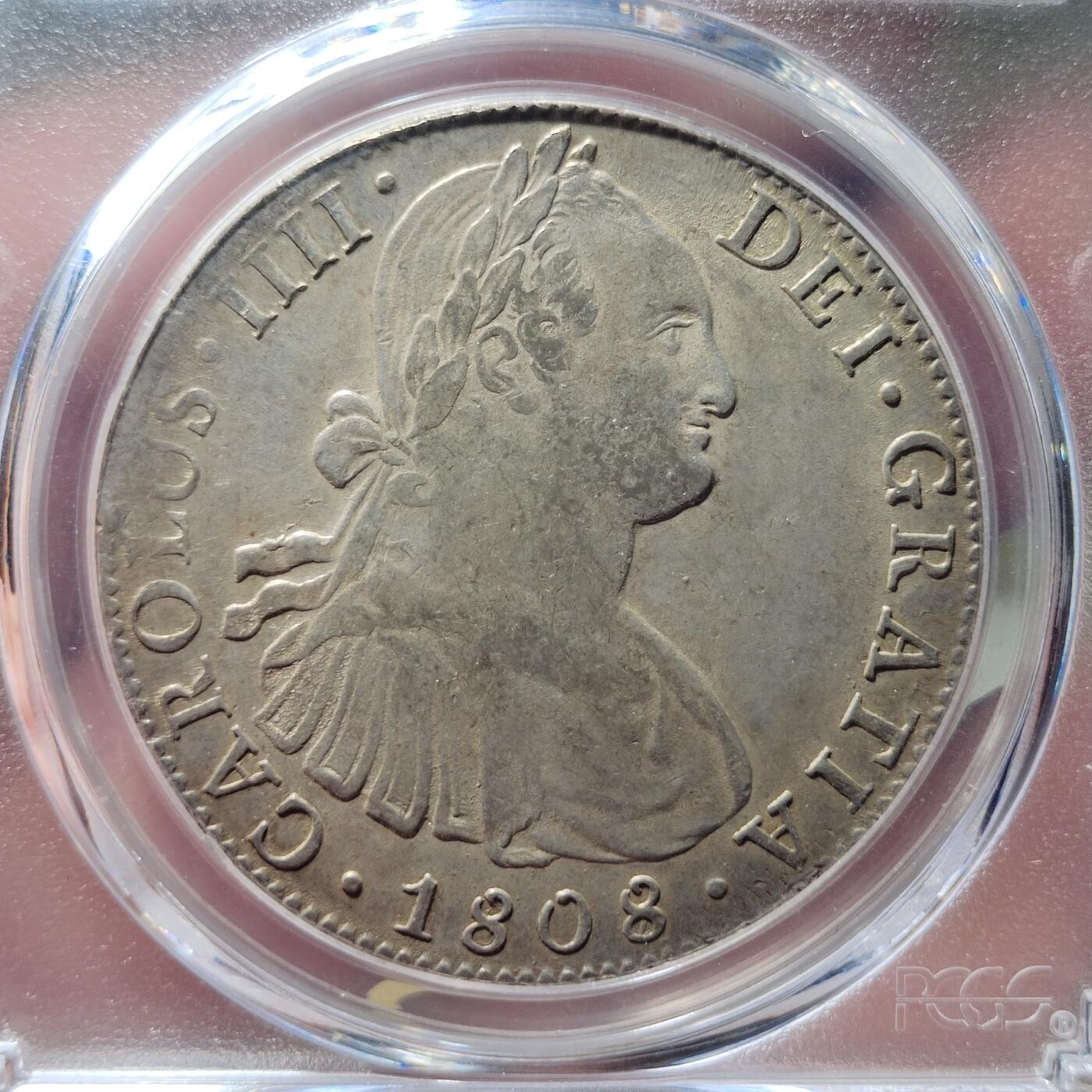 中外钱币第六场 PCGS-AU50西属墨西哥1808年双柱8R