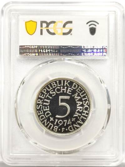 博洋堂世界钱币拍卖第150期（全场包邮） PCGS PR68DCAM 联邦德国1974年F厂精制5马克银币，亚军分，仅有3枚更高