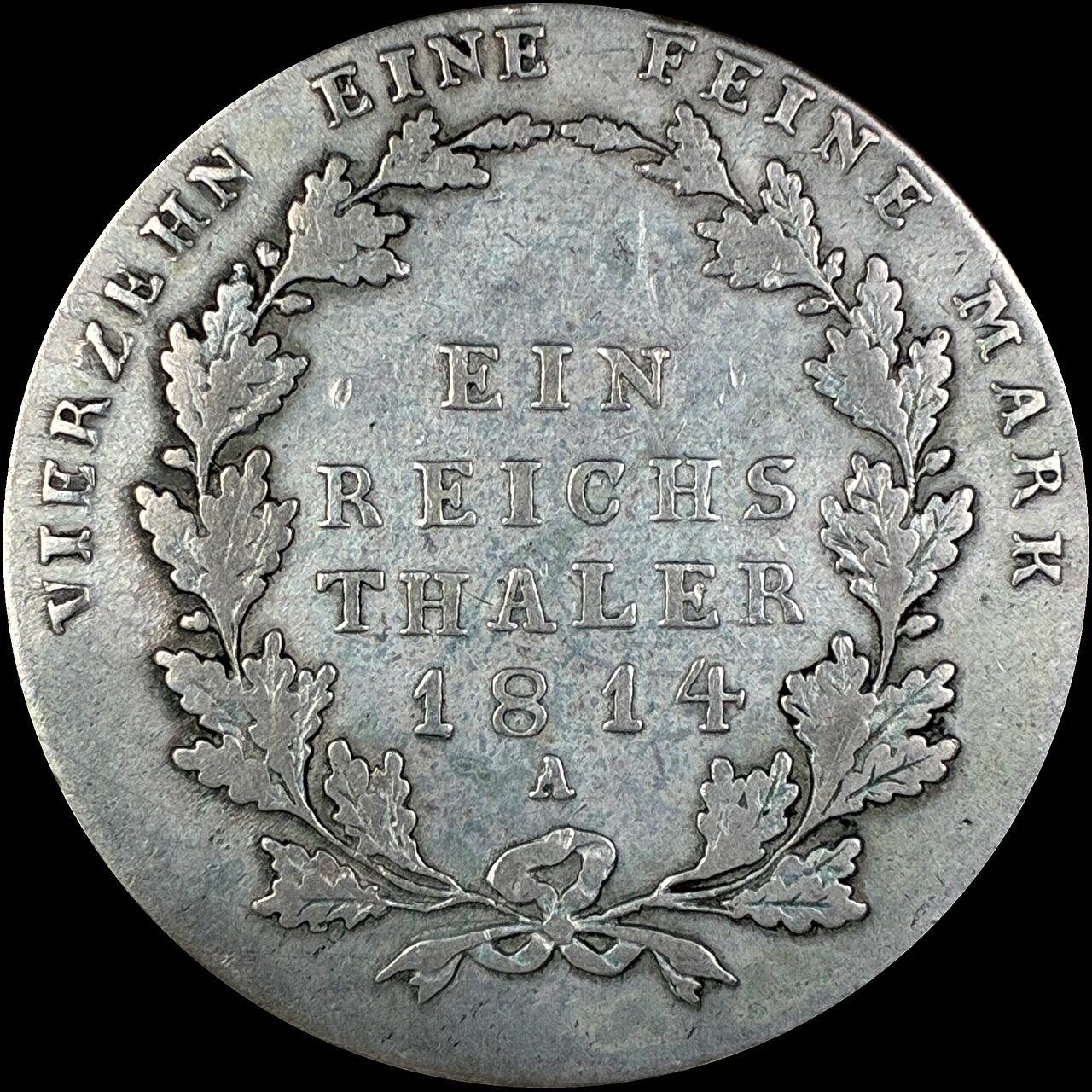 【雨安】【直播拍卖】【世界币章118期-裸币】2025-12-05 周五 19:30 保真 [裸币德国] Germany 德国 德意志 1泰勒 普鲁士 1814年