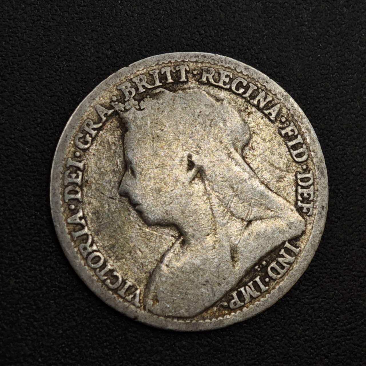 【淘币小摊】实时拍第八百一十九拍   散币场   满百包邮可预留二周 每周一统一发货   英国1896年维多利亚3便士银币