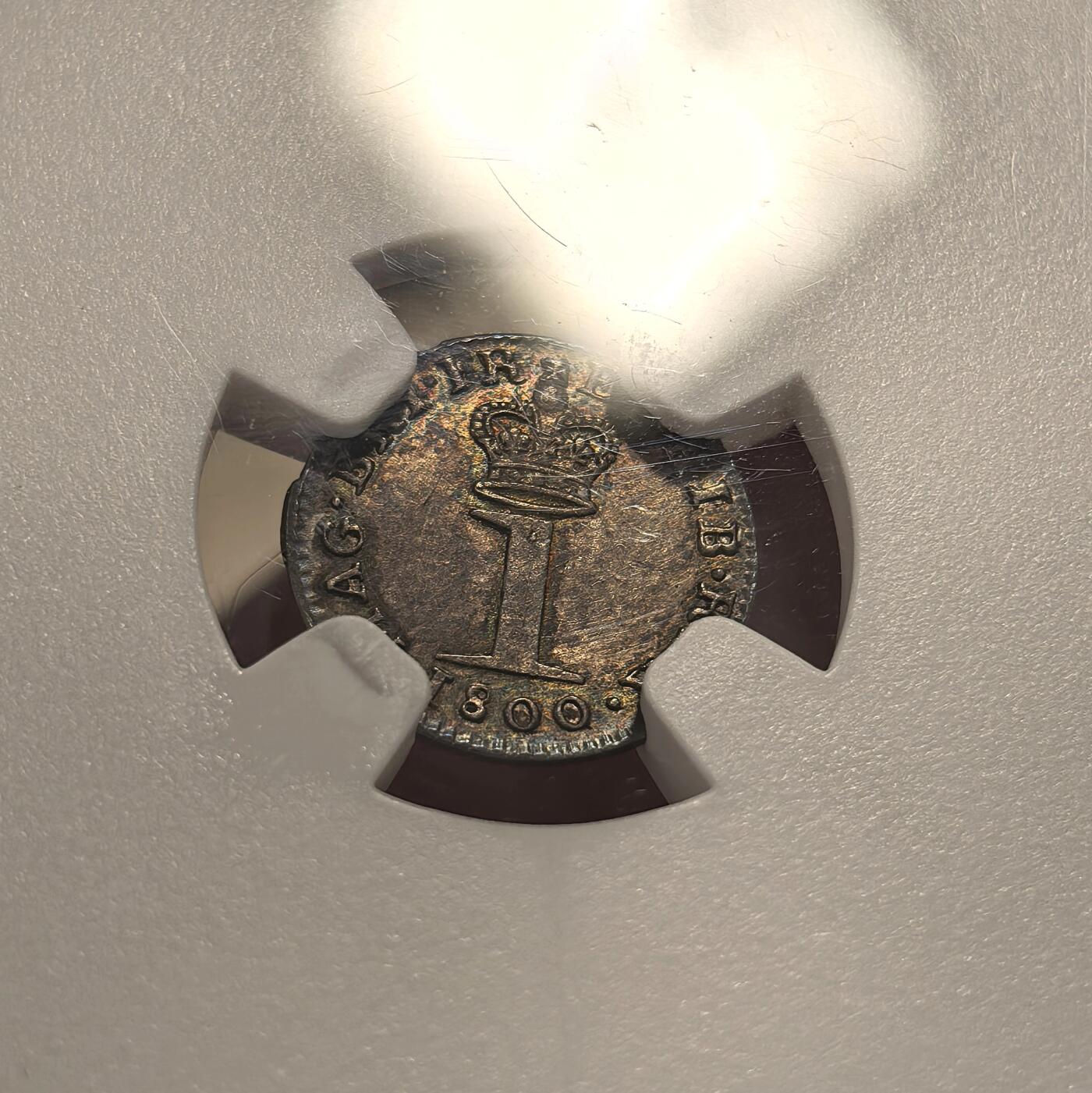 博洋堂世界钱币拍卖第150期（全场包邮） NGC AU53-MS63 英国1800年英国乔治三世濯足币一套四枚，原味五彩