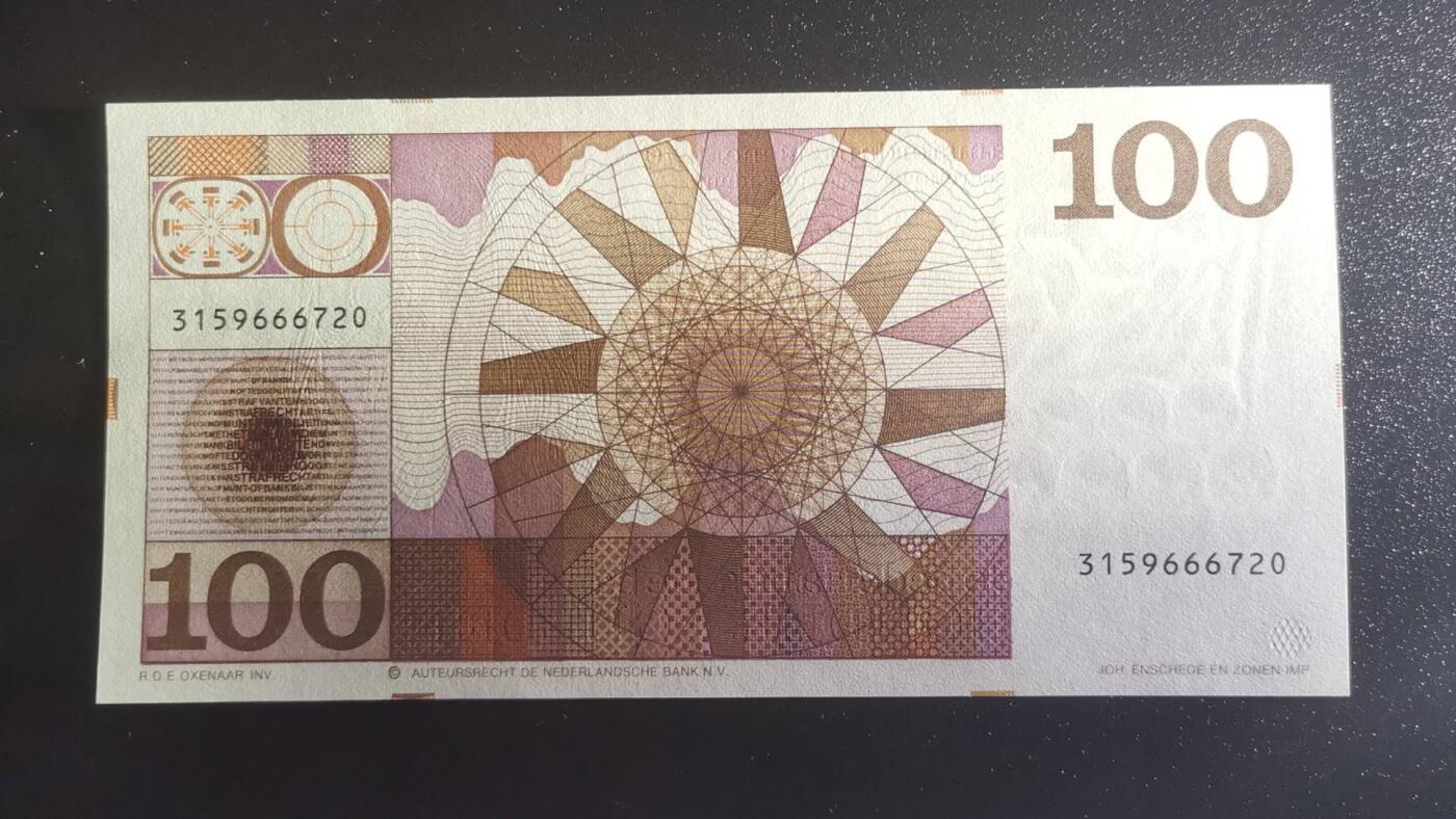 《艾美收藏》第223期-12.7周日外币畅拍 荷兰1970年100盾UNC无4 边缘极轻微荧光 名誉品荷兰将军 Pick#93a