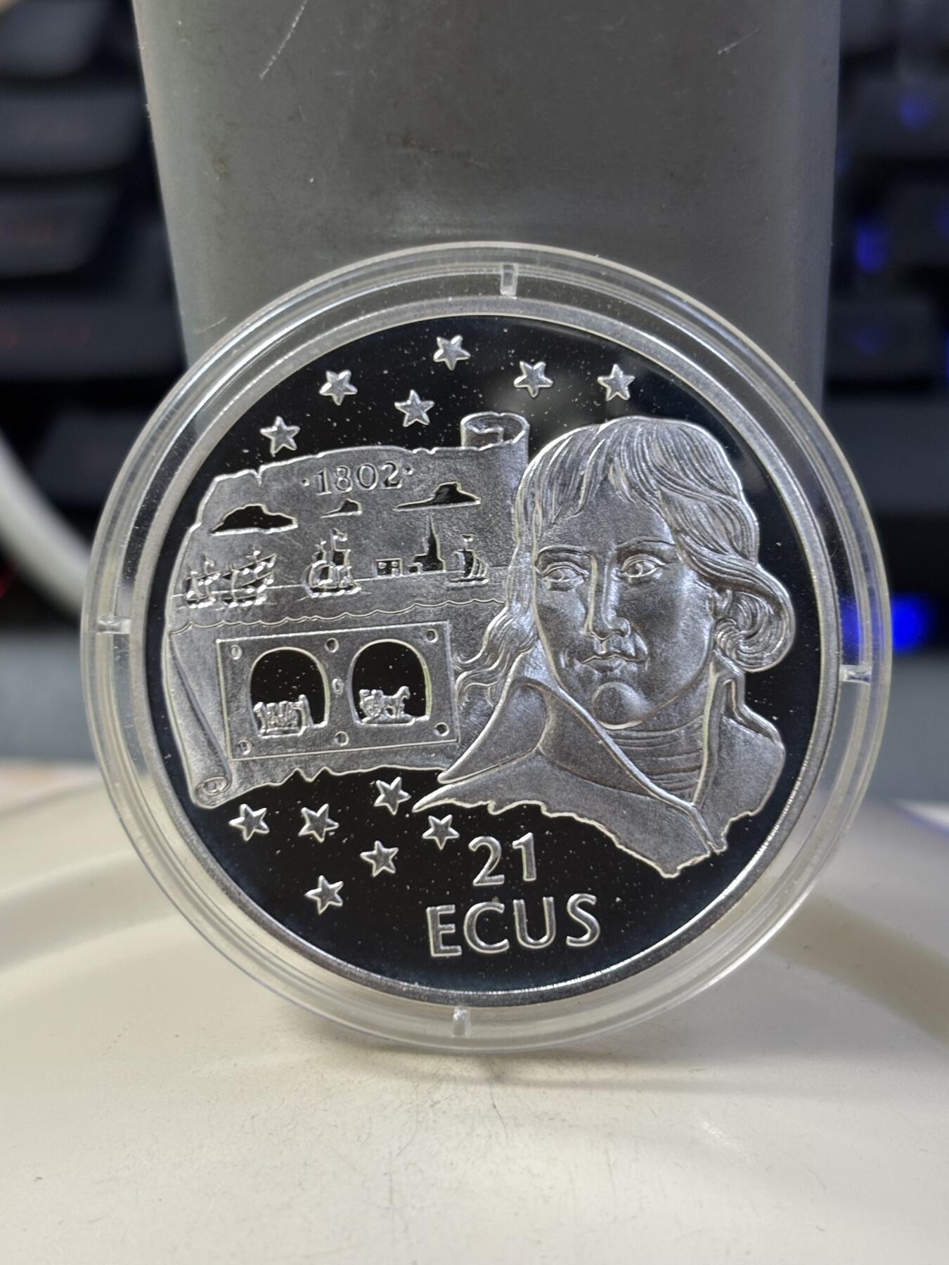 第184期拍卖 直布罗陀1993年拿破仑精制大银币，925银，19.36克，有氧化