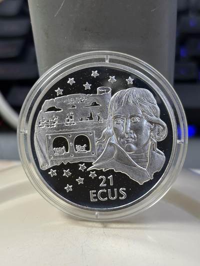 第184期拍卖 - 直布罗陀1993年拿破仑精制大银币，925银，19.36克，有氧化