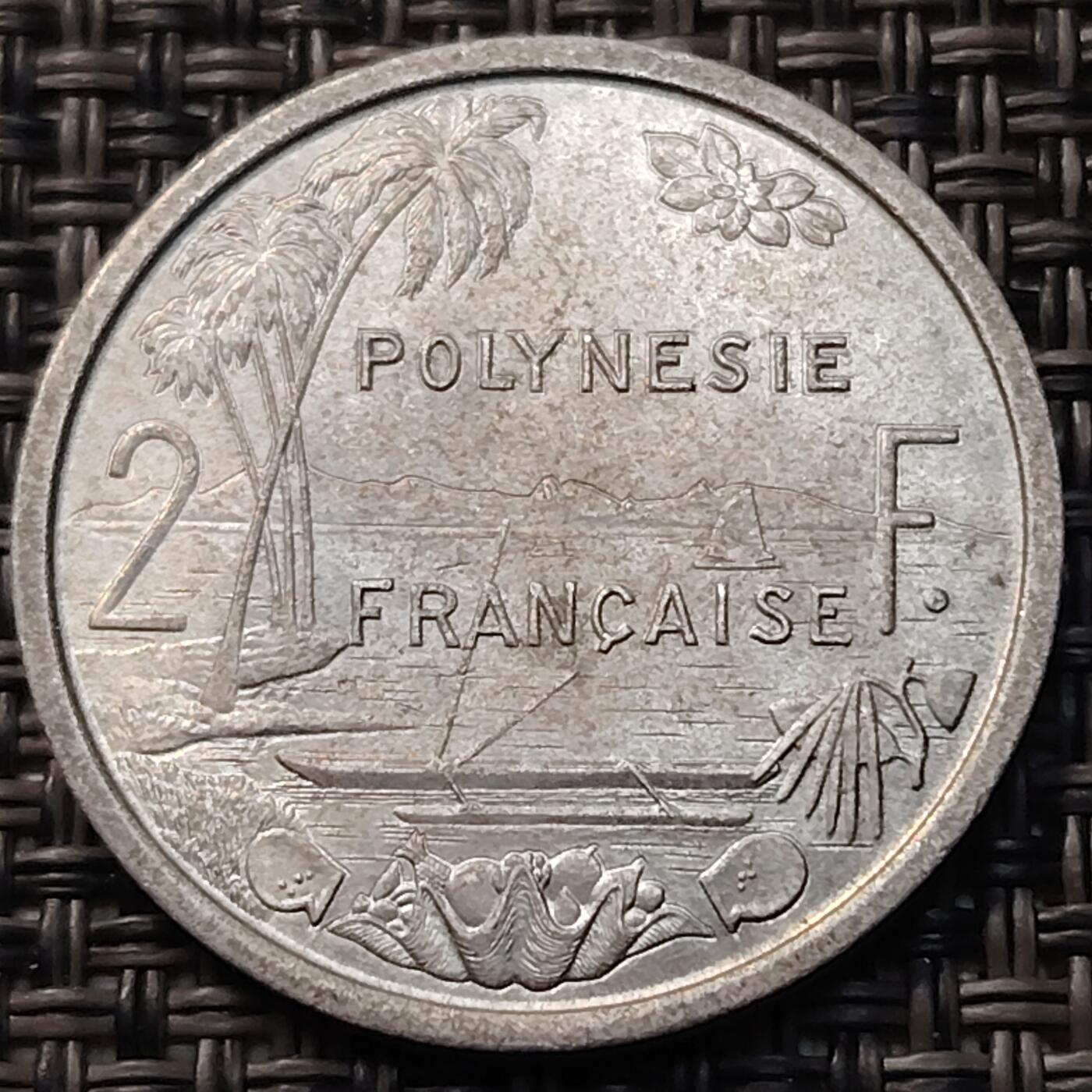 布加迪🐬～世界钱币(上海)🌾第 263 期 /  各国套币和散币 波利尼西亚 1979年 2法郎铝币