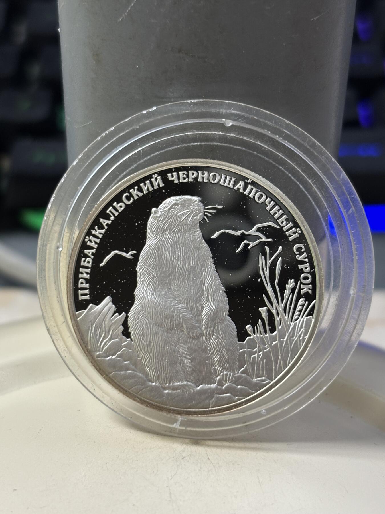 第184期拍卖 俄罗斯2008年红皮书系列动物站立熊精制纪念银币，925银，15.55克，塑料盒有裂痕