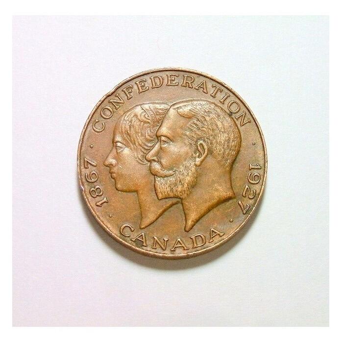 英国1927年 乔治五世出访加拿大高浮雕精制铜章 26MM