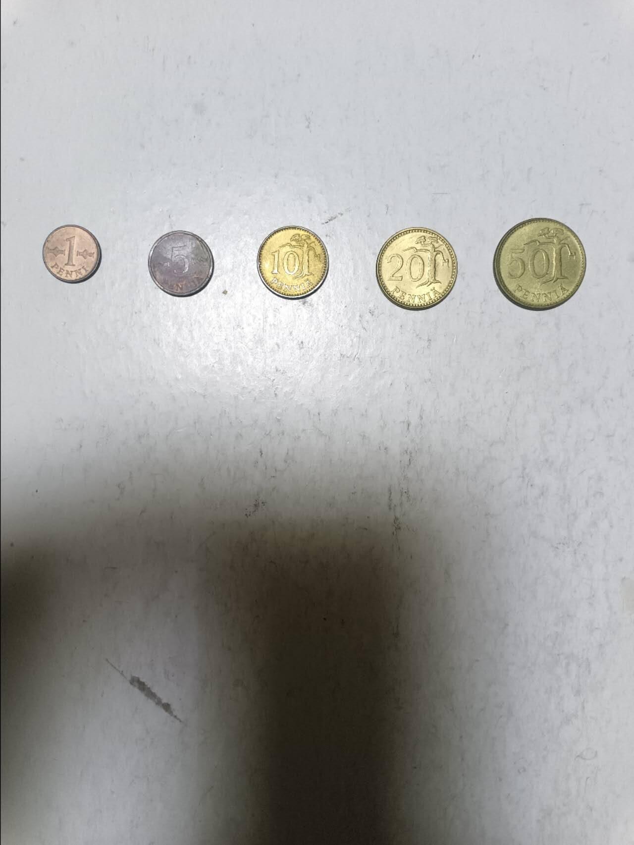 【20251209】非全新纸币和硬币第311场 芬兰5枚硬币不同版本