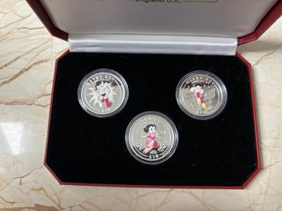 第185期拍卖 - 塞拉利昂2003年铁臂阿童木精制彩色全套3枚银币，925银，28克*3.，有少许氧化