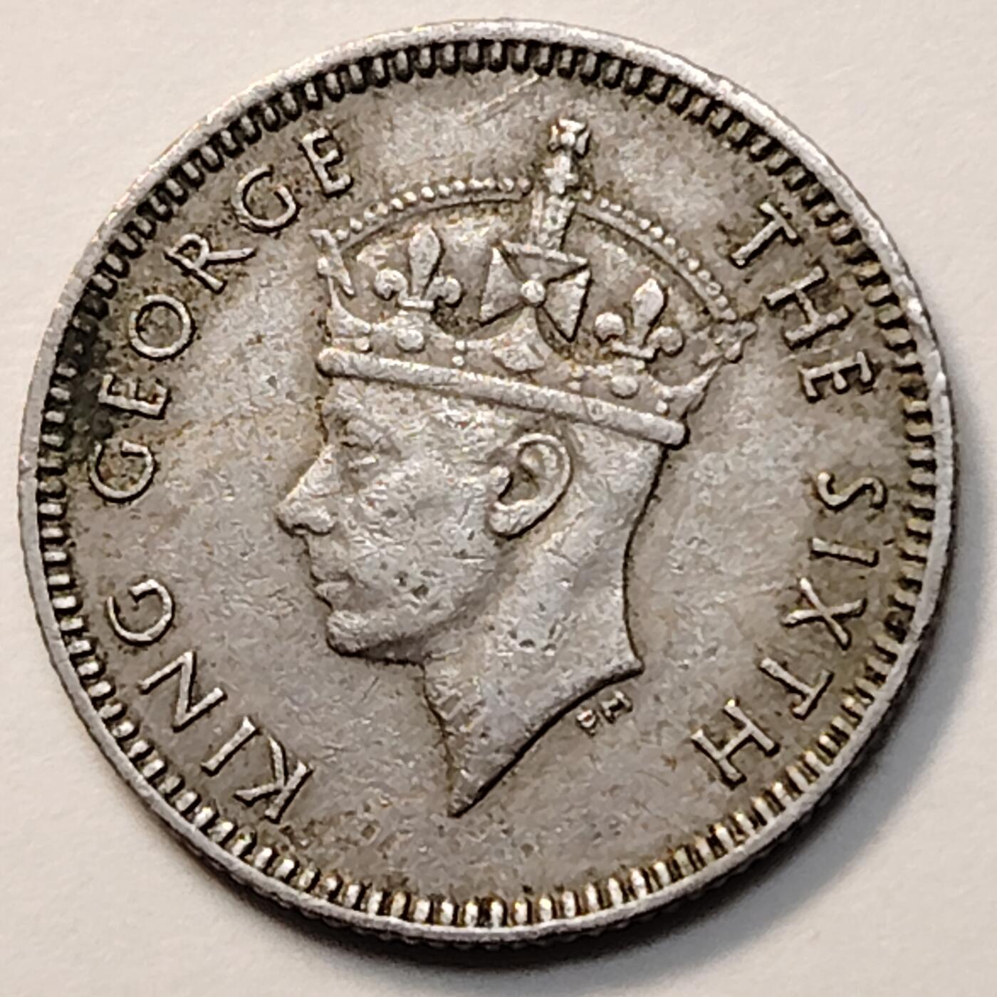 布加迪🐬～世界钱币(上海)🌾第 263 期 /  各国套币和散币 马来亚  1948年 5分 乔六头像