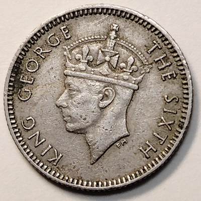 布加迪🐬～世界钱币(上海)🌾第 263 期 /  各国套币和散币 - 马来亚  1948年 5分 乔六头像