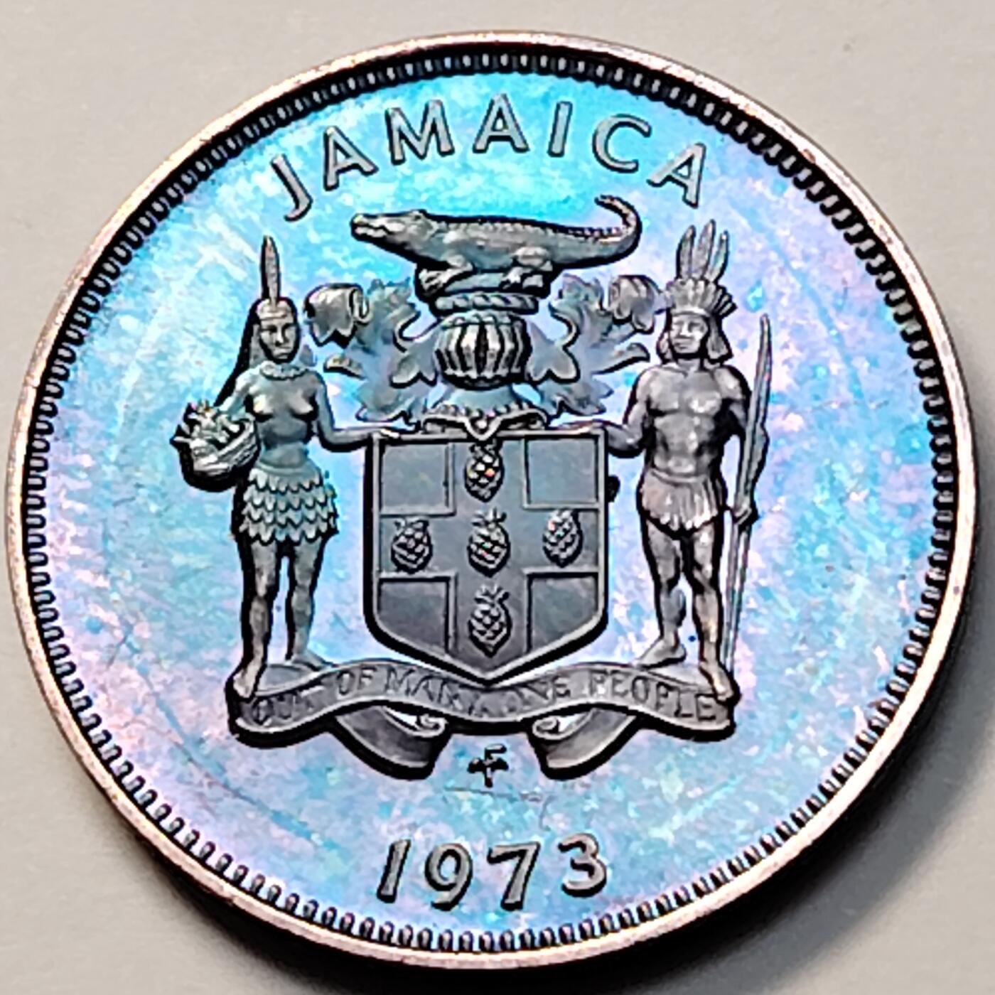 布加迪🐬～世界钱币(上海)🌾第 263 期 /  各国套币和散币 牙买加🇯🇲 1973年 1分 精致币