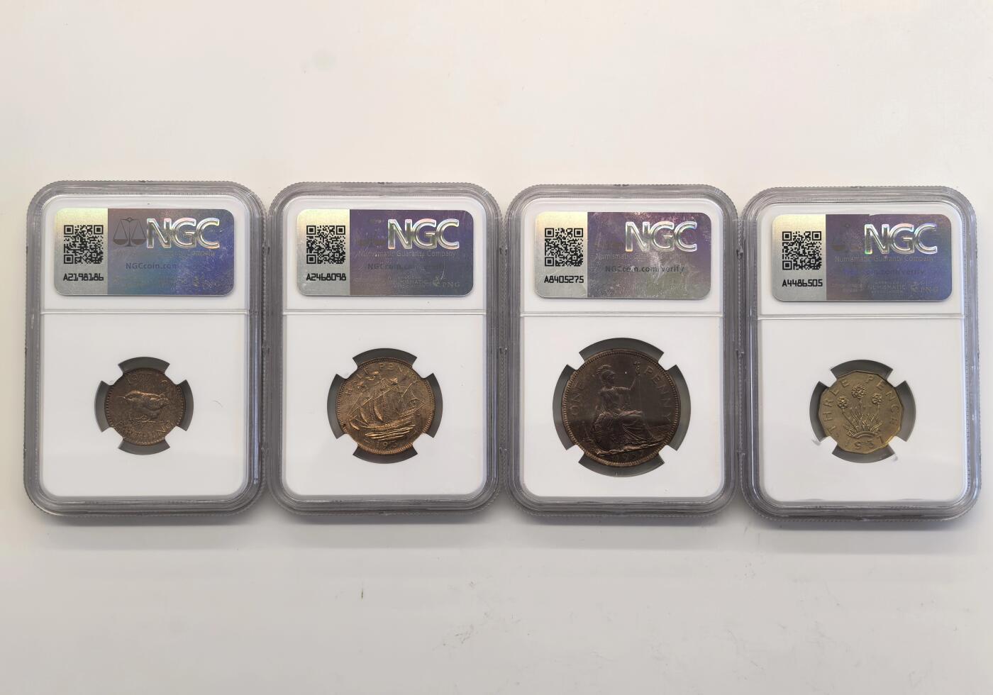 博洋堂世界钱币拍卖第150期（全场包邮） NGC PF64-66 英国1937年乔治六世精制大全套15枚，含濯足币，收藏一步到位！
