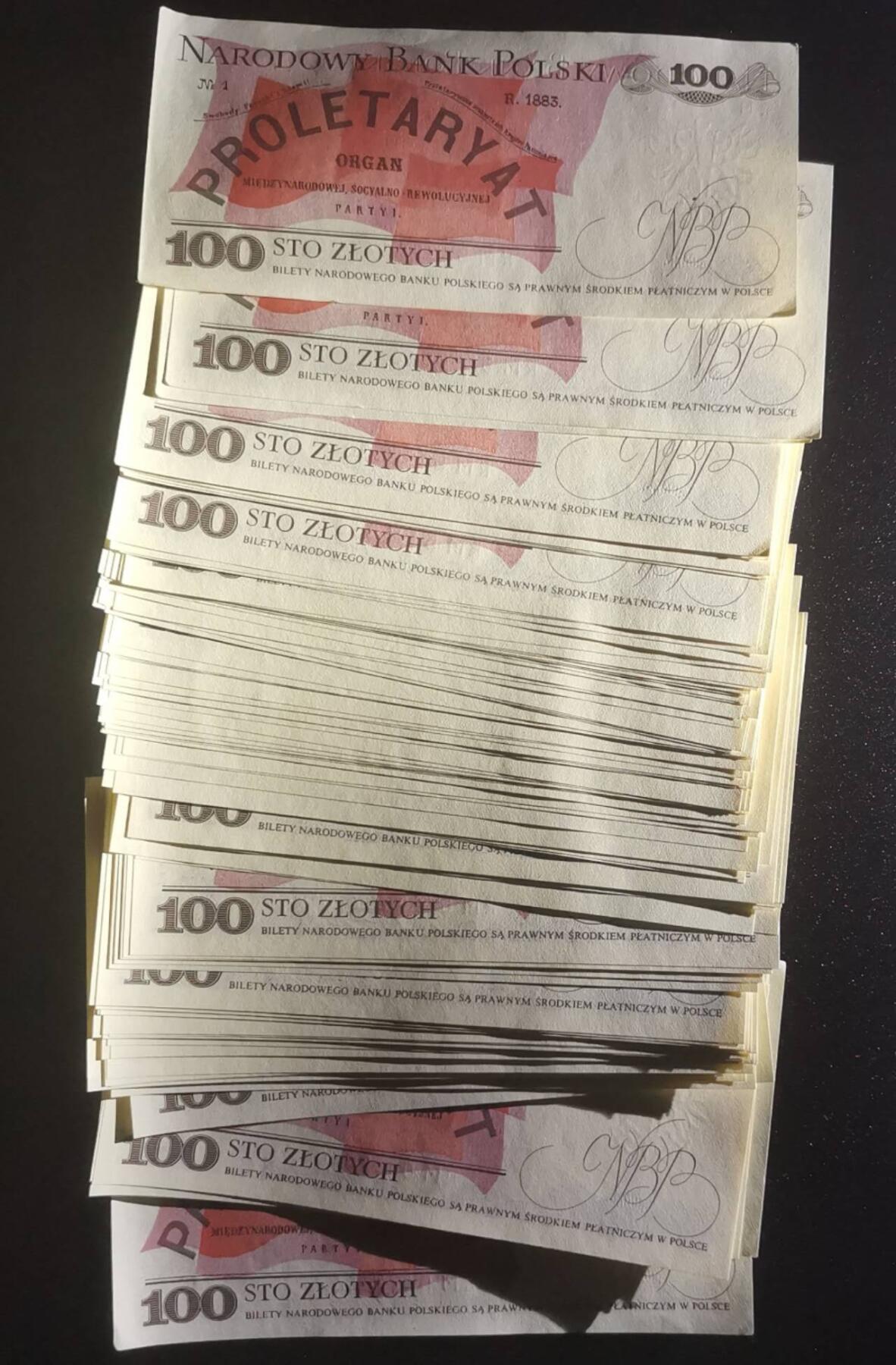 《艾美收藏》第223期-12.7周日外币畅拍 (100张)波兰1988年100兹罗提UNC/UNC- 捆痕/压痕&角不绝等微瑕