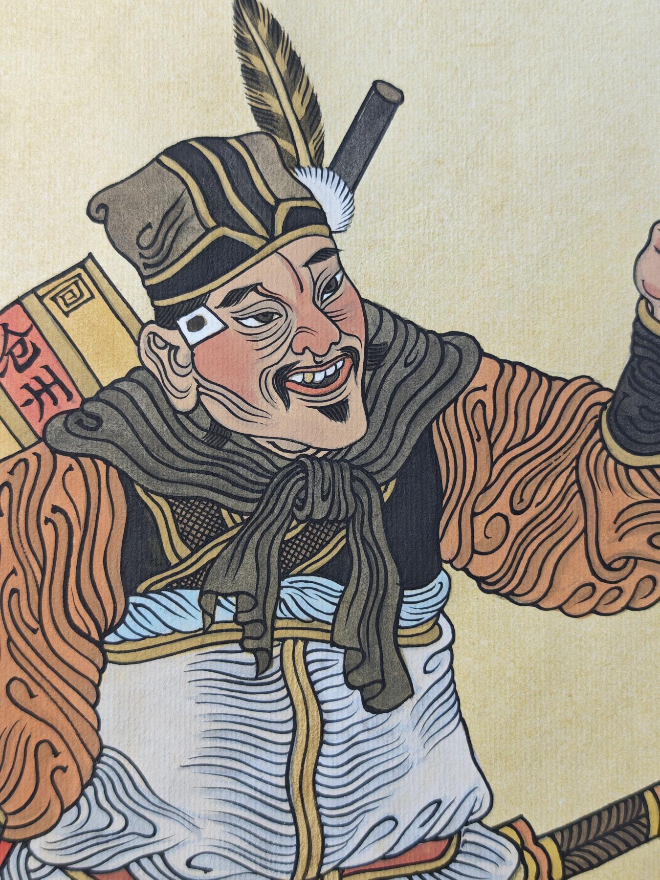 白泽拍卖卡牌手绘专场第29期（忽有故人心上过，回首山河已是秋） 2013 陈岱青手绘画 开封府防送工人董超 尺寸：20.6cm*29.2cm 陈岱青亲签