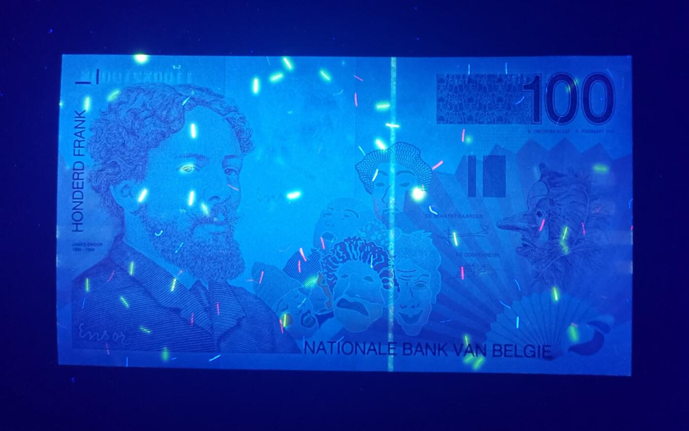 《艾美收藏》第223期-12.7周日外币畅拍 比利时1995年100法郎UNC无4 比利时画家恩索尔