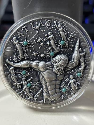 第185期拍卖 - 纽埃2020年希腊泰坦神农神2高浮雕仿古纪念银币，999银，发行500枚