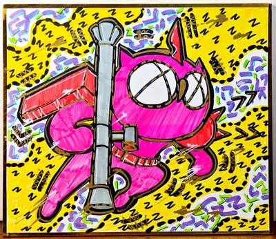 白泽拍卖卡牌手绘专场第29期（忽有故人心上过，回首山河已是秋） - 2020 waiwai手绘色纸  赤色彗星 夏亚扎古 尺寸：21cm*18cm  waiwai亲签