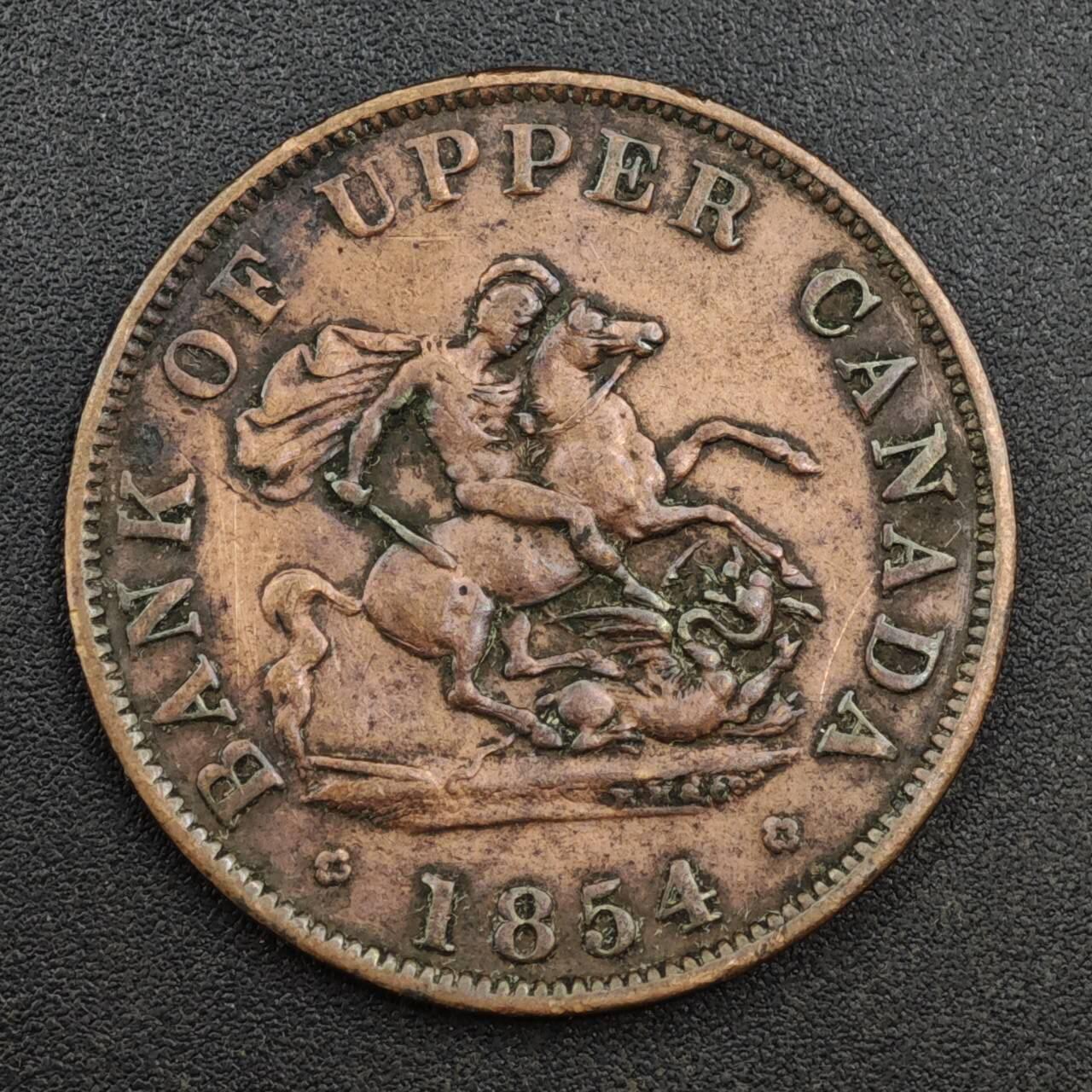 【淘币小摊】实时拍第八百一十九拍   散币场   满百包邮可预留二周 每周一统一发货   上加拿大1854年马剑半便士铜币代币