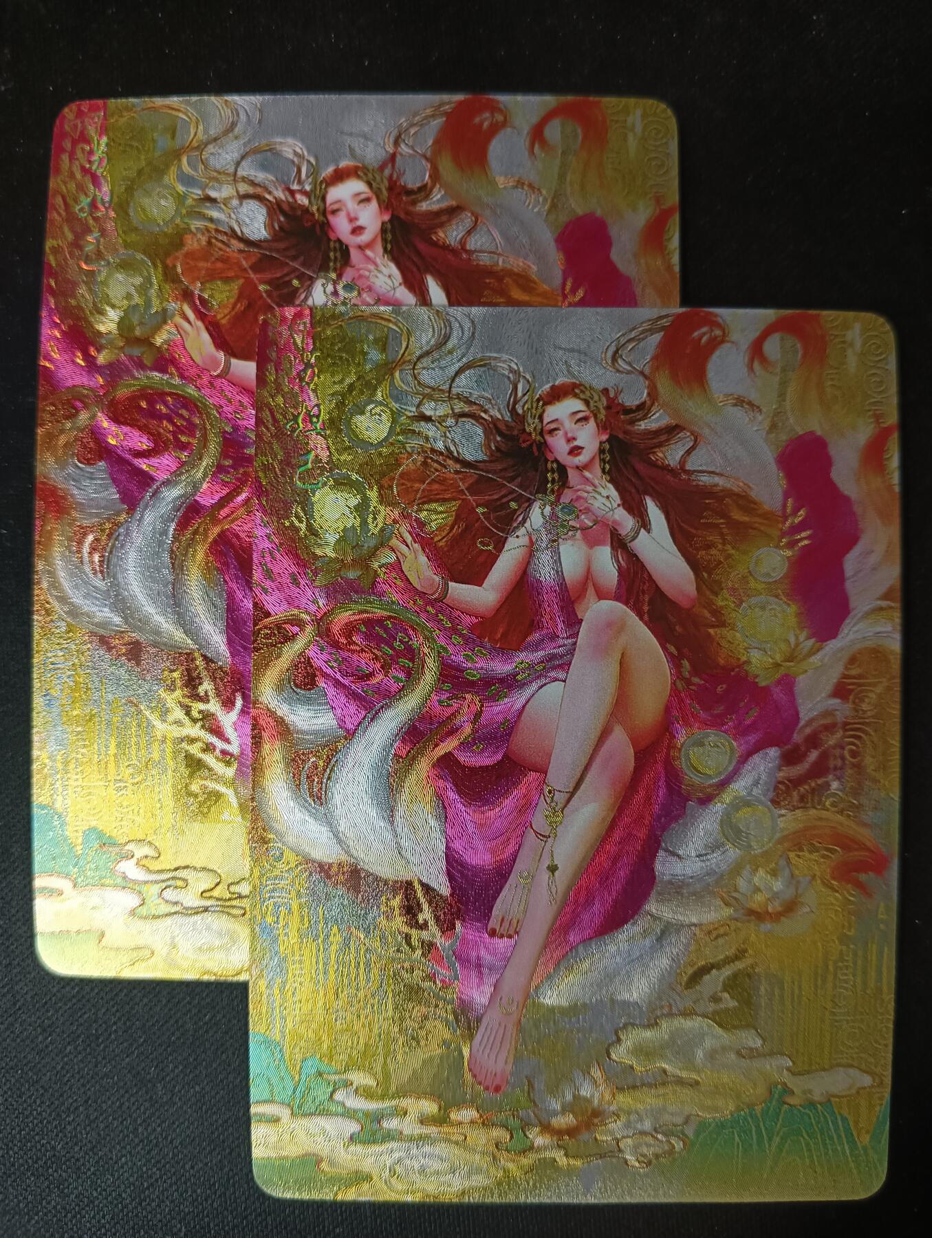 花开卡拍第61期（3月7号周六截拍，品控勿拍!!!拍品不寄存，运费5元（新疆需补运费差价或顺丰到付），自制卡难免瑕疵，可能存在轻微撞角爆边等出厂瑕疵，品控介意勿拍！） 燎原焱卡 刷子神姬传 神妲己双服饰 幻彩粗闪2张