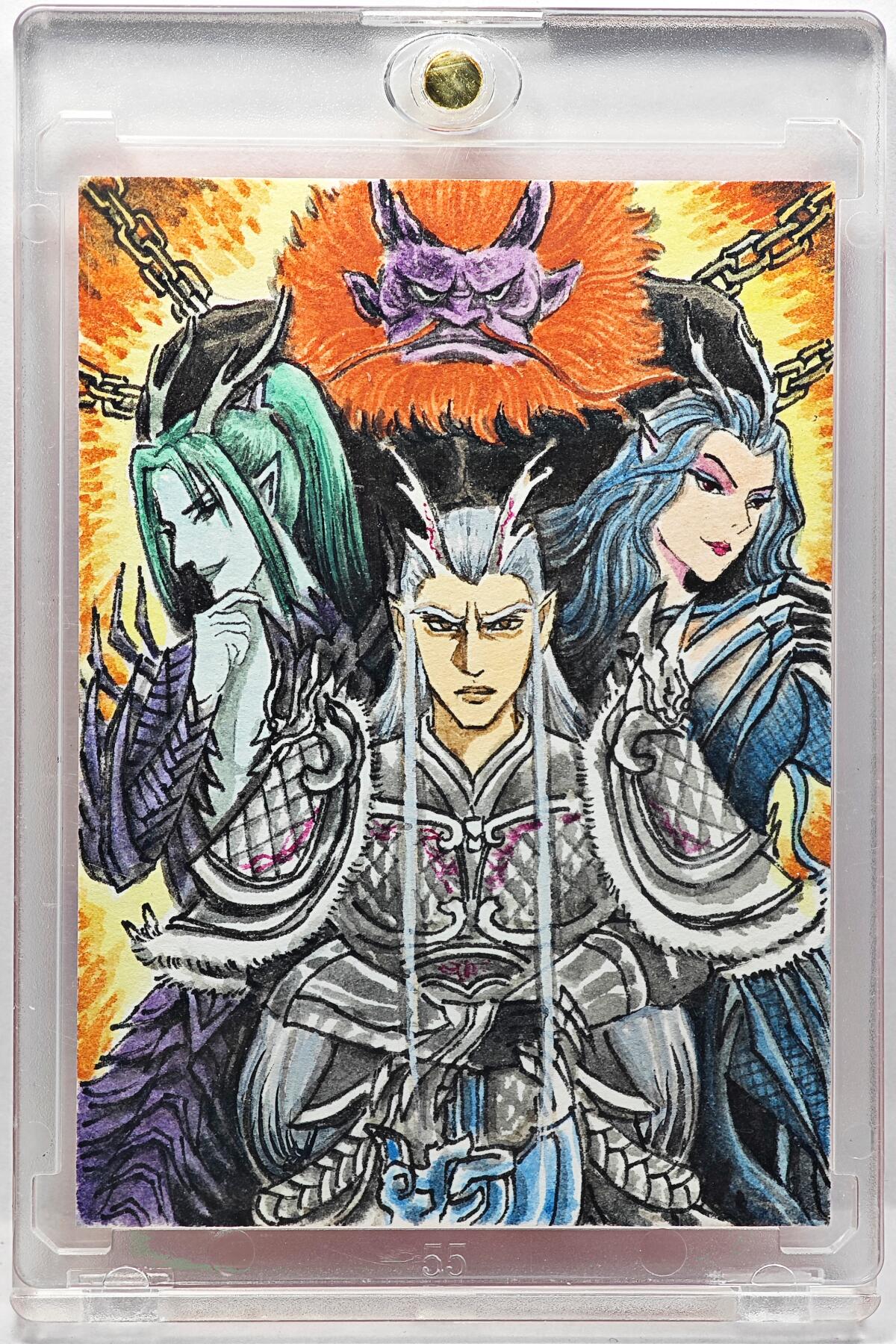 白泽拍卖卡牌手绘专场第29期（忽有故人心上过，回首山河已是秋） 2025 卢艺丰手绘卡 四海龙王  权迎东亲签 卡砖封装