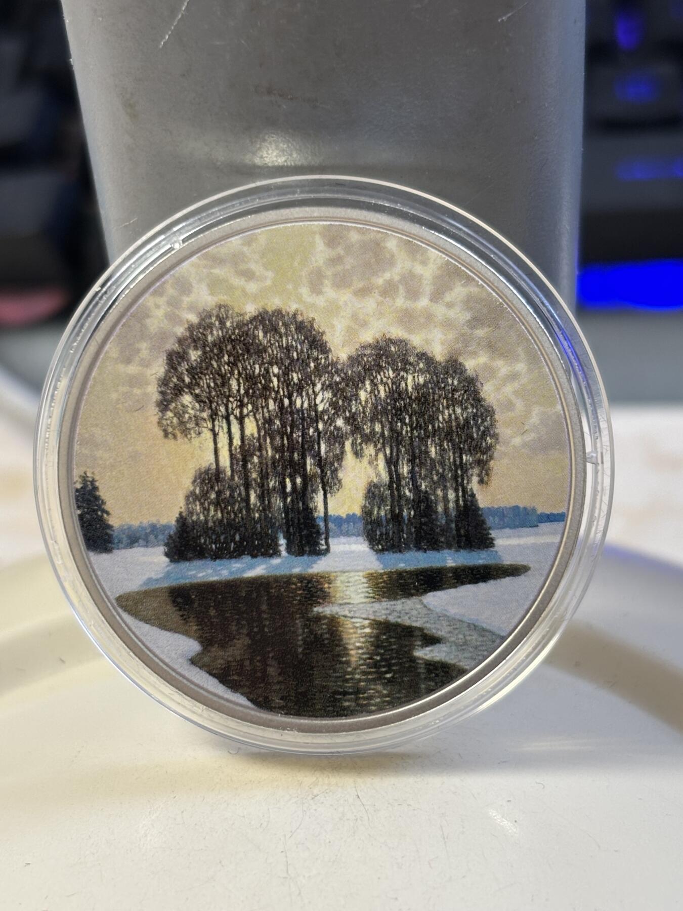 第184期拍卖 拉脱维亚2022年韦勒姆斯·珀维蒂斯《冬日》彩色纪念银币，925银，31.47克，发行4000枚