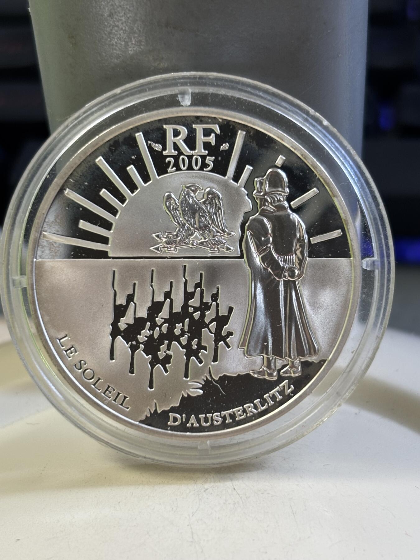 第184期拍卖 法国2005年奥斯特利茨战役200周年纪念银币，900银，22.2克，发行15000枚，有氧化，银价277
