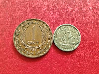 【云涧收藏】第八十二场 - 英属东加勒比1955年1、10分2枚