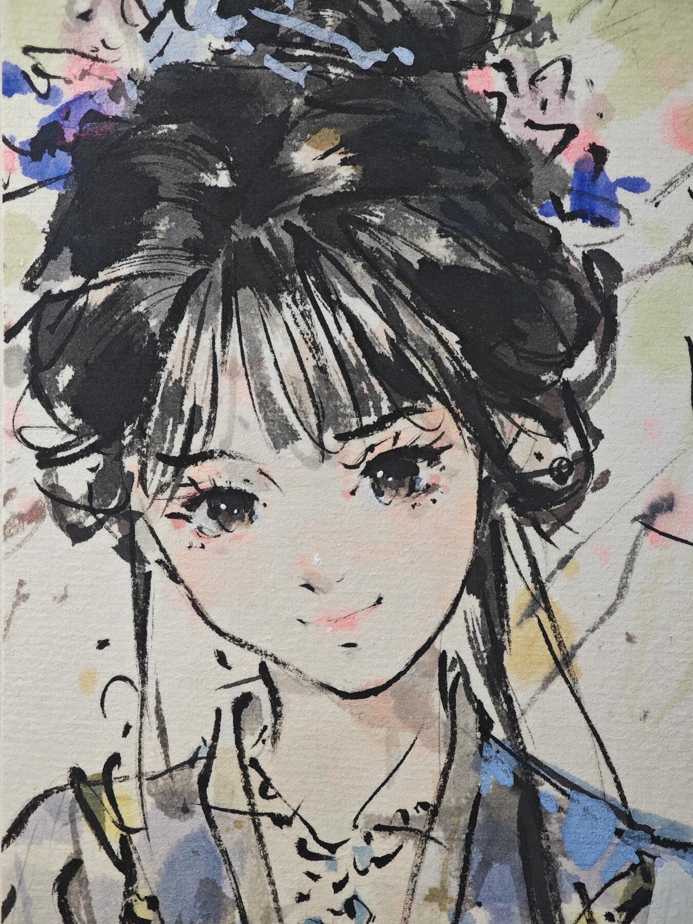 白泽拍卖卡牌手绘专场第29期（忽有故人心上过，回首山河已是秋） 2025 迟迟手绘小画 尺寸：8.5cm*25cm  迟迟亲签