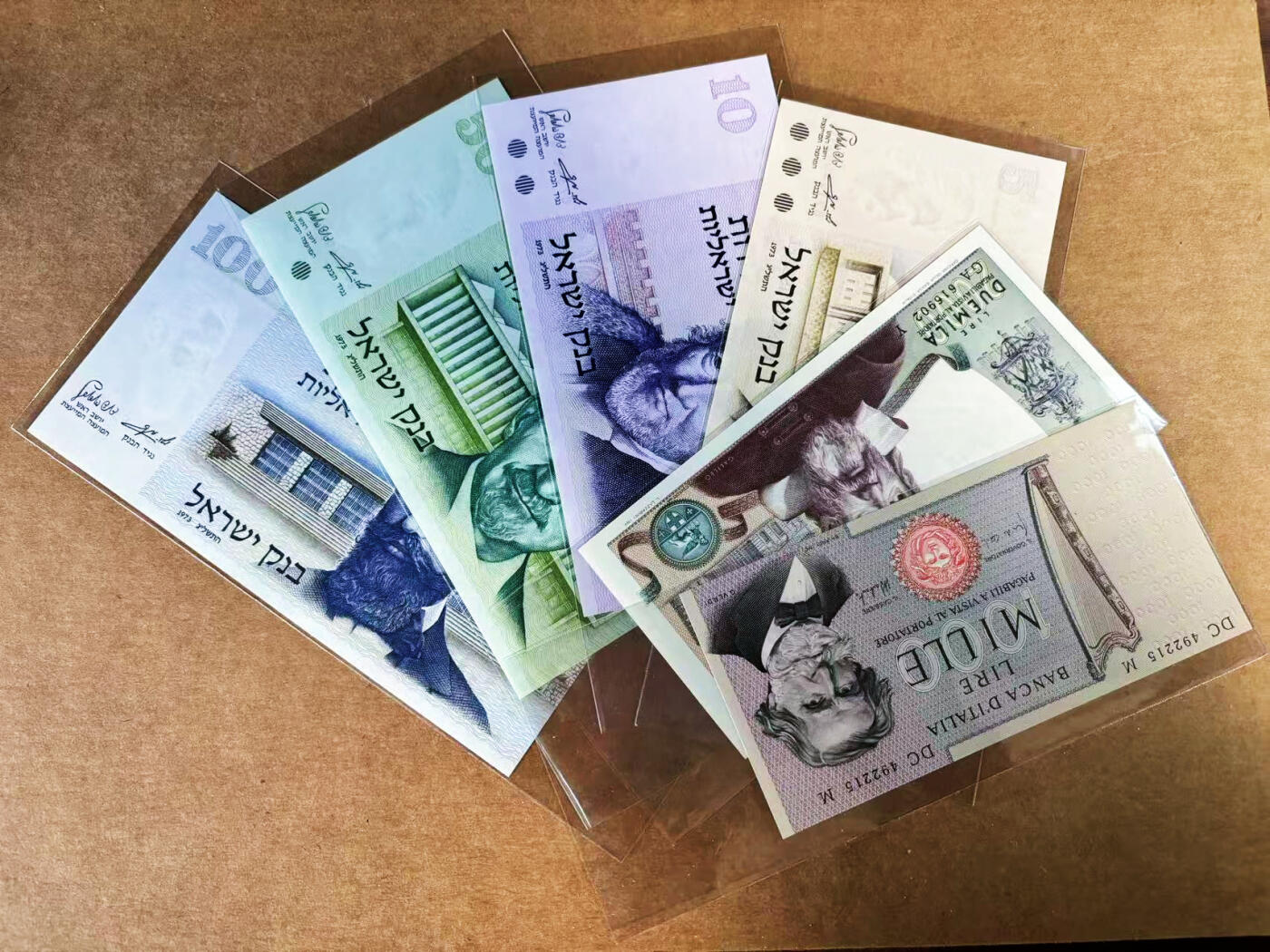 【Blue Auction】世界纸币精拍第759期——18级TOP拍卖/信誉/品质/专业/高效💫 【一组6张】以色列 5-100新克尔&意大利 1000-2000里拉 全新UNC