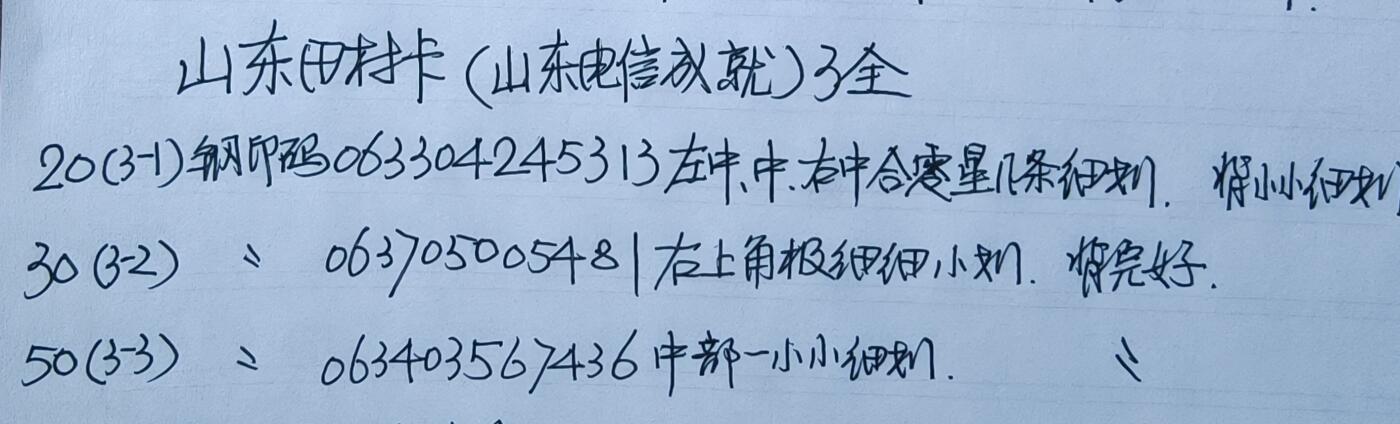 公藏第59期裸卡拍卖 山东田村新卡【山东电信成就】3全品相钢印码见描述。