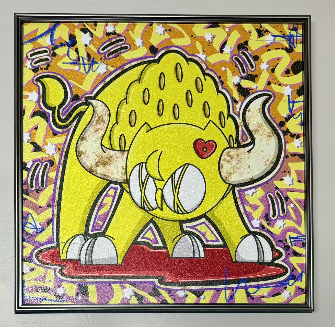 零元拍：歪歪 OWSON 系列作品装饰肌理画《十二星座-金牛座》，相框尺寸35/35CM。因展品出展，镜框可能有轻微划痕，介意勿拍