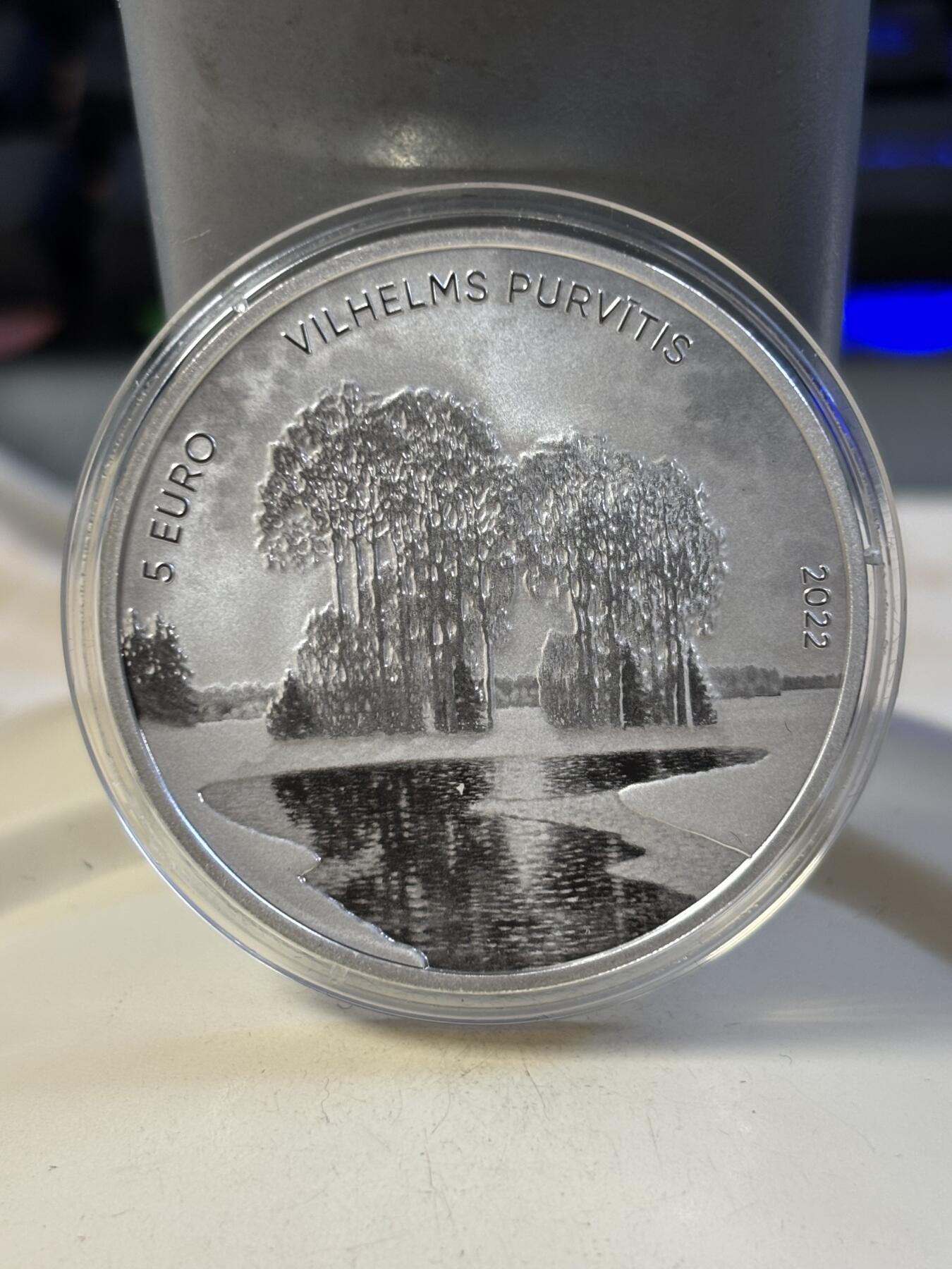 第184期拍卖 拉脱维亚2022年韦勒姆斯·珀维蒂斯《冬日》彩色纪念银币，925银，31.47克，发行4000枚