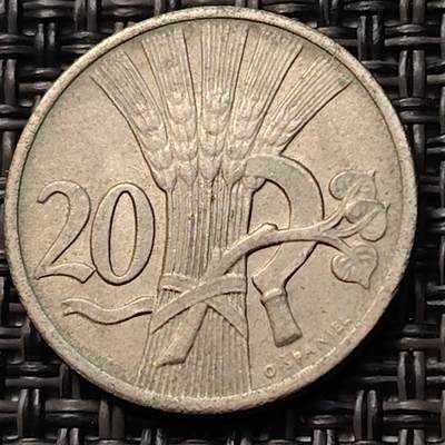 布加迪🐬～世界钱币(上海)🌾第 263 期 /  各国套币和散币 - 捷克斯洛伐克 1921年 20哈拉