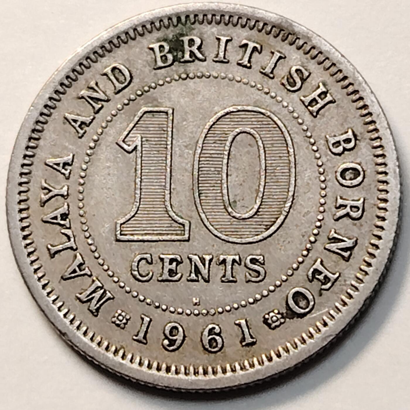 布加迪🐬～世界钱币(上海)🌾第 263 期 /  各国套币和散币 马来亚和英属婆罗洲 1961年 10分 女王头像