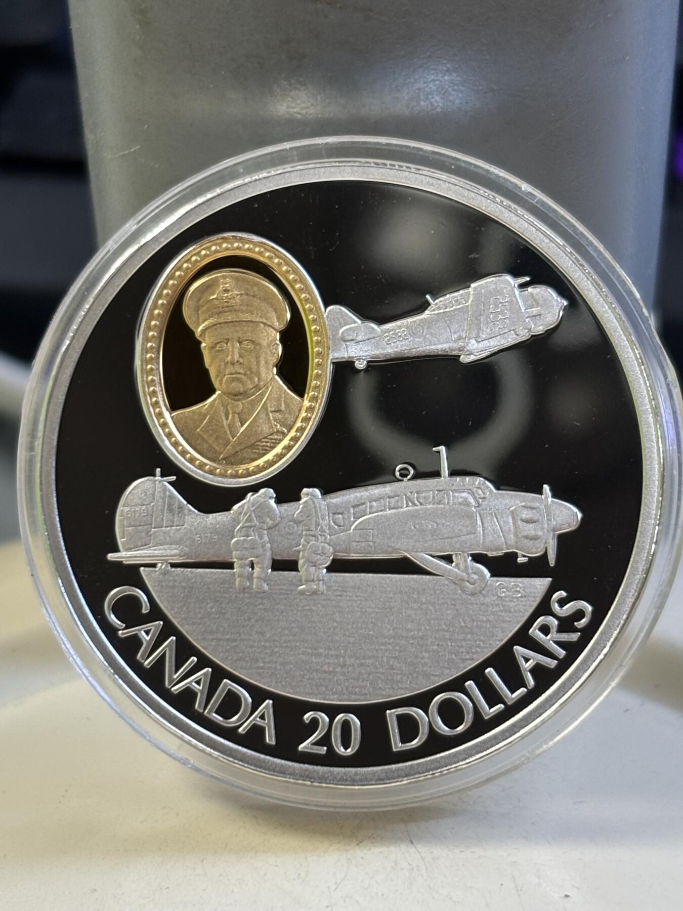 第184期拍卖 加拿大1990年飞机系列镀金1盎司纪念银币1，925银银价399➕镀金