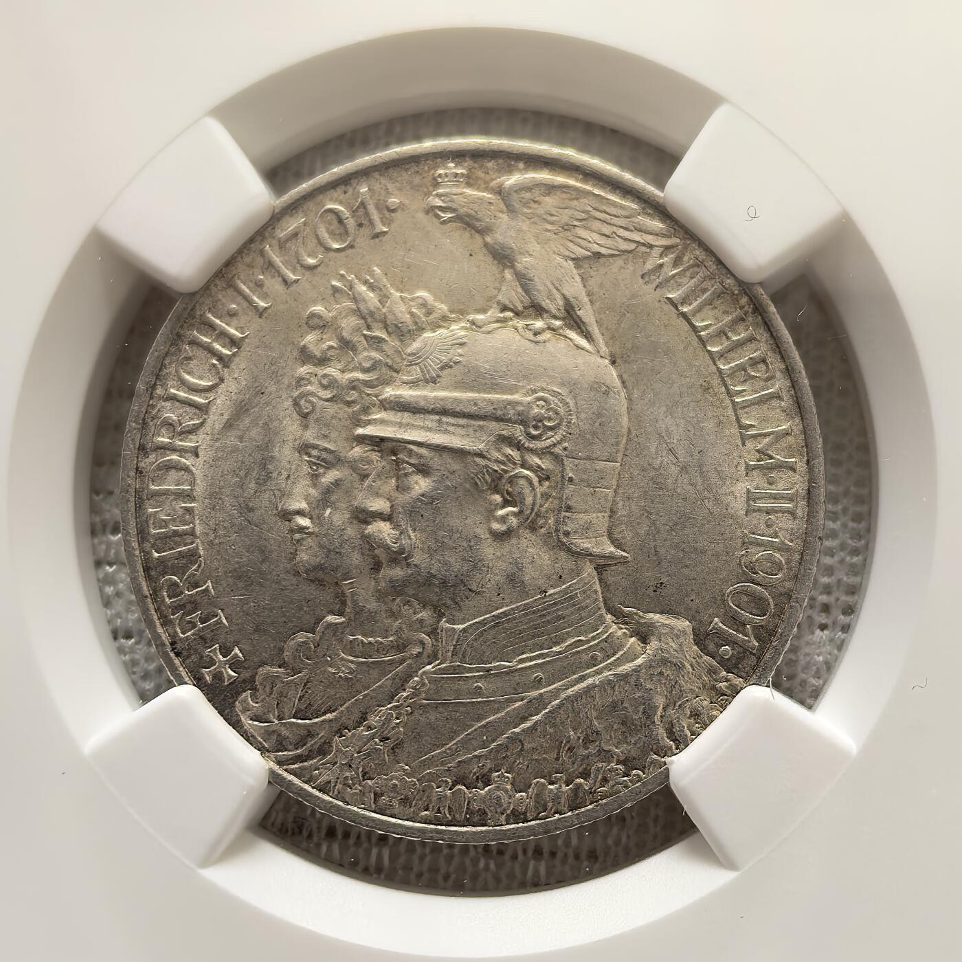 道一币馆币章第一百五十八场 NGC MS62 普鲁士德国1901年建国200周年2马克银币