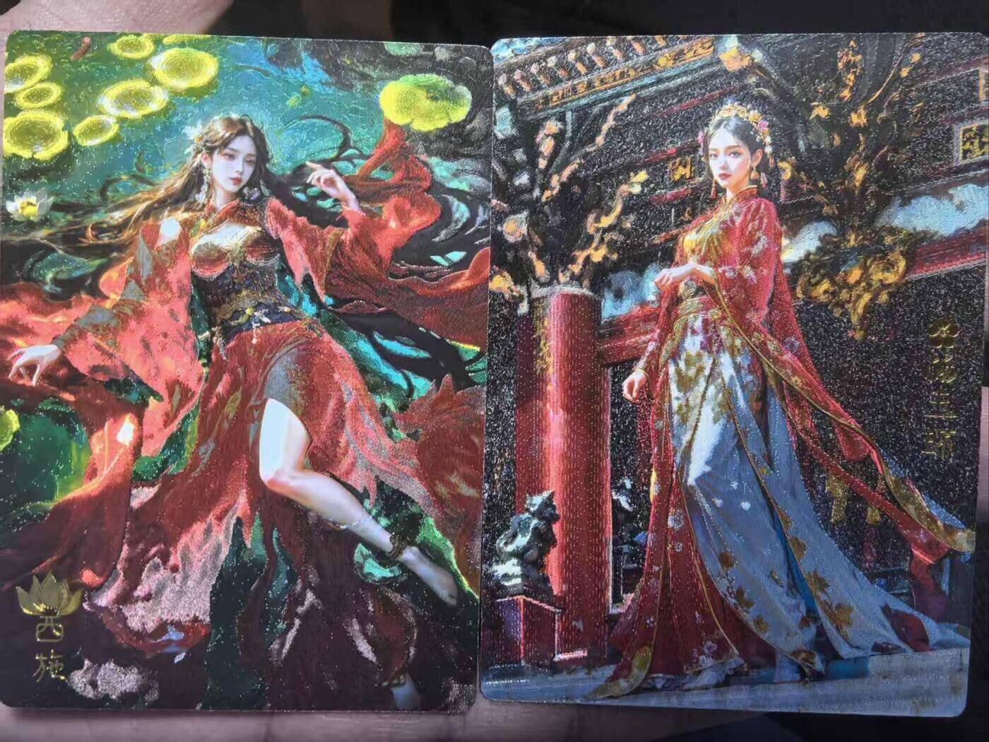 光影卡牌第26期，各家亲签，各家套卡，持续收拍品 奇点新一期宗RICH画师绘四大美女西施/杨玉环一对