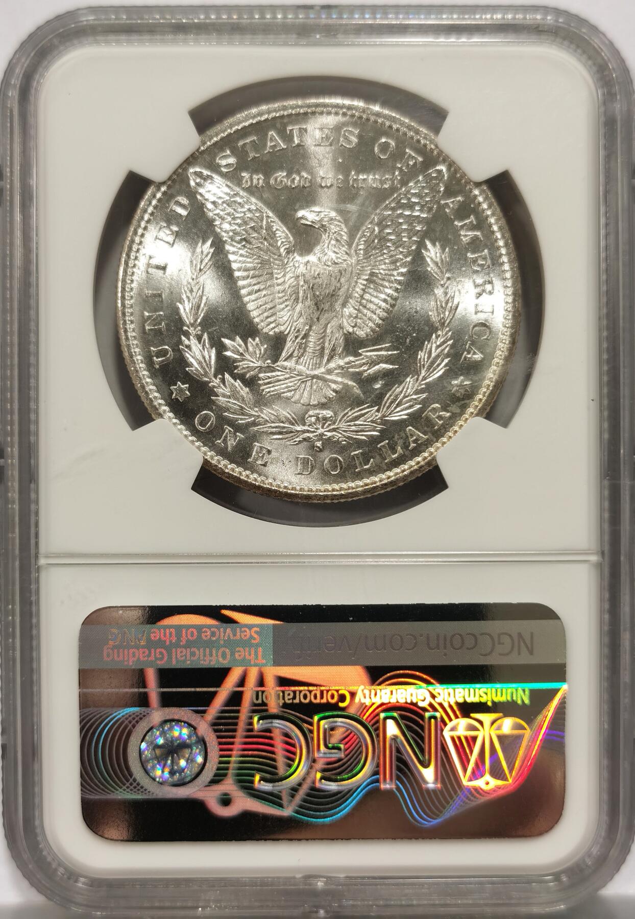 博洋堂藏家专场系列之美国钱币白金之夜专场②暨第152期（全场包邮）  NGC MS66 美国1881 S 摩根 人像面月牙彩虹包浆